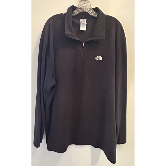 THE NORTH FACE XXL/TTG Men's Long Sleeve‎ 1/4 Zip Sweater Fleece Black Pullover - Picture 1 of 4